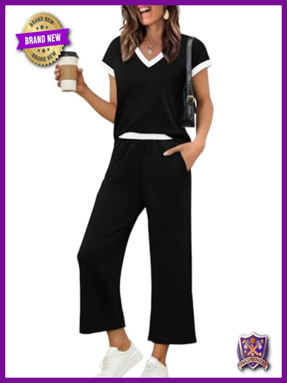 Womens Two Piece Lounge Set Cap Sleeve Wide Leg Pants Casual Travel Outfit